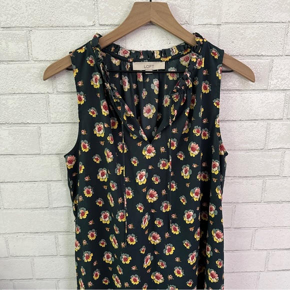 LOFT Green Flowered Sleeveless Dress - Picture 2 of 10